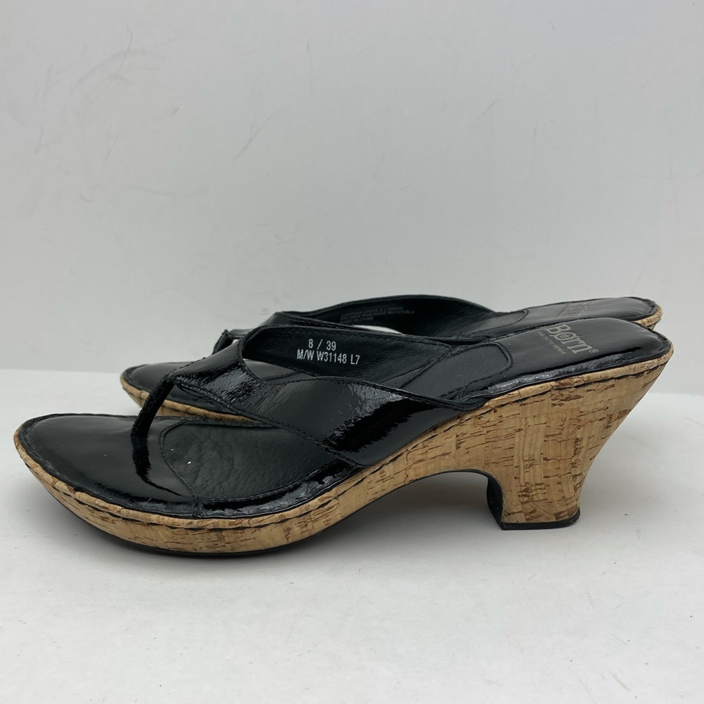 Y2K Leather Thong Cork Wedge Sandals